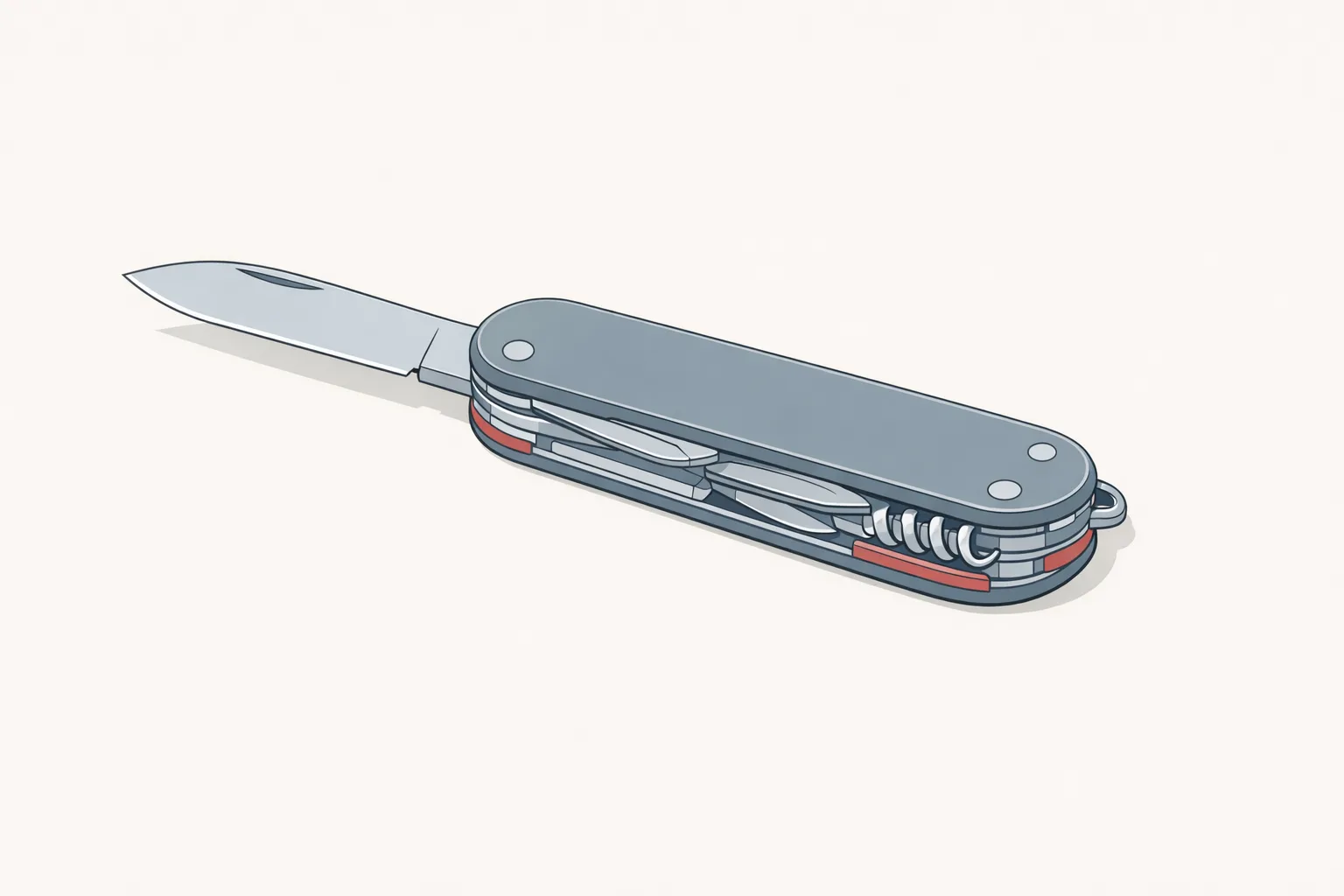 Illustration of a Swiss Army knife with only one blade open and all other tools folded shut, representing tiered feature access in sales software pricing